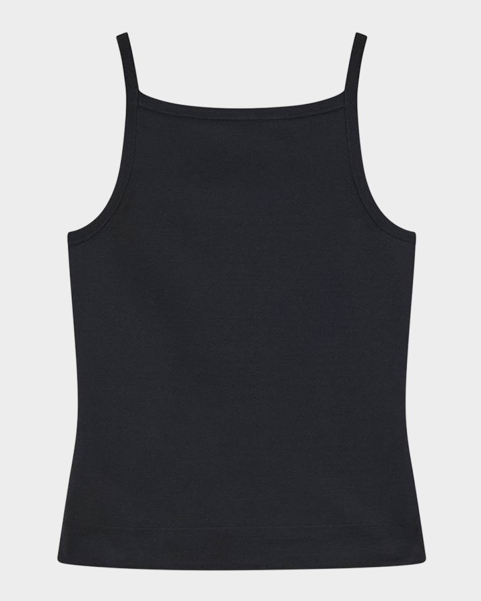 Square-Neck Rib Knit Viscose Tank